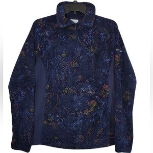 Columbia Navy Patterned Fleece Quarter-Zip Jacket Sz Lg